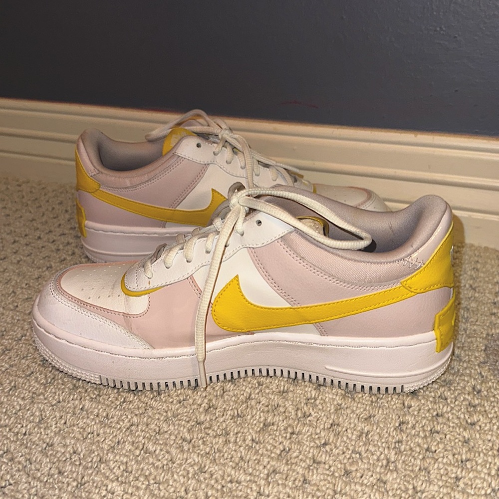 Womens Air Force ones. Size 9.5. Yellow and light pink!